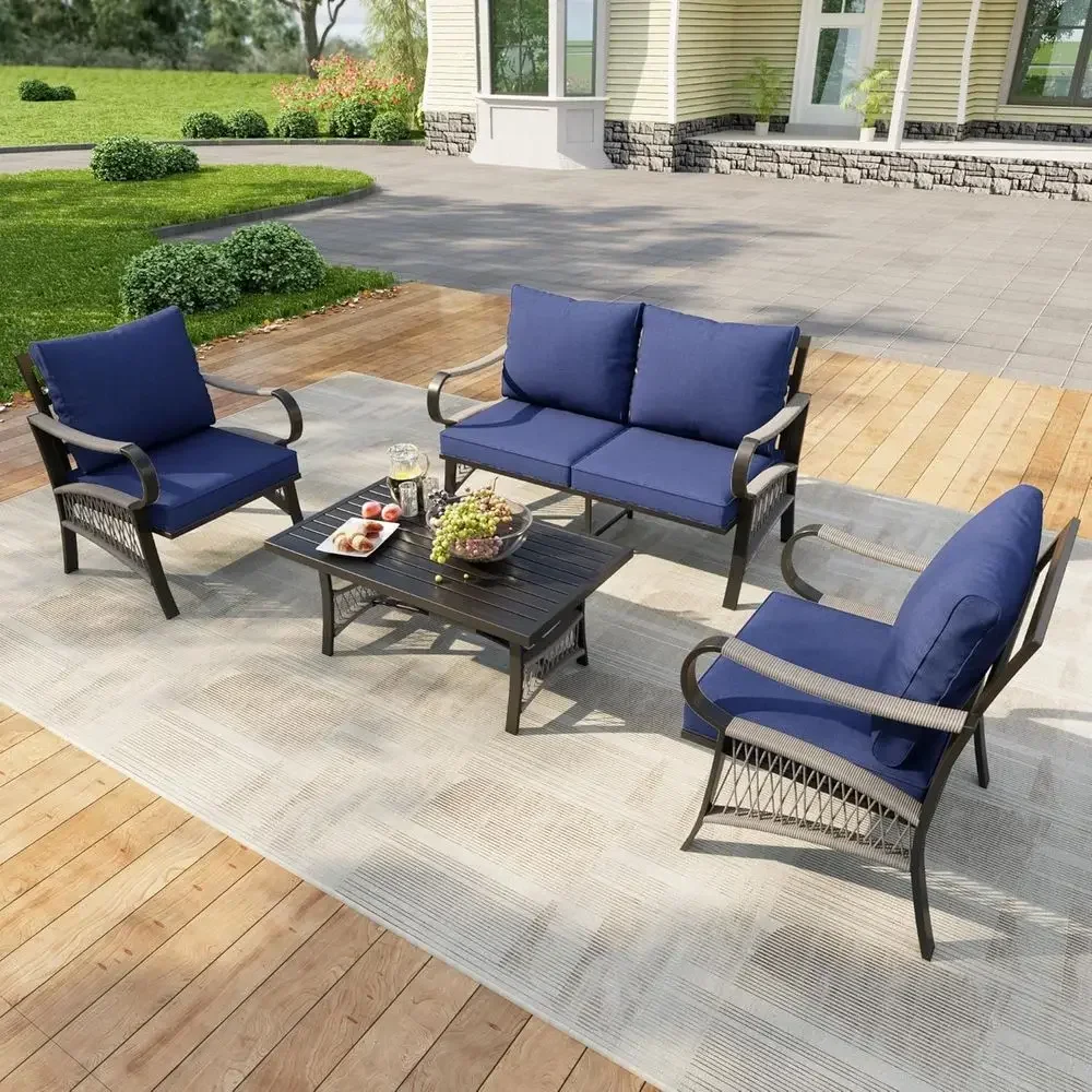 Outdoor Furniture Metal Chairs - 4-częściowy zestaw mebli ogrodowych z metalu,