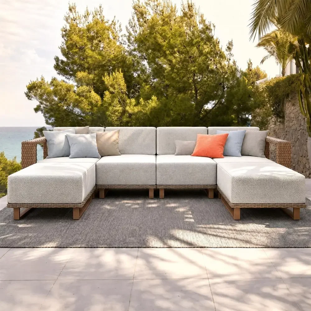 Outdoor Furniture Luxury - 6-częściowy zestaw wypoczynkowy z rattanu na