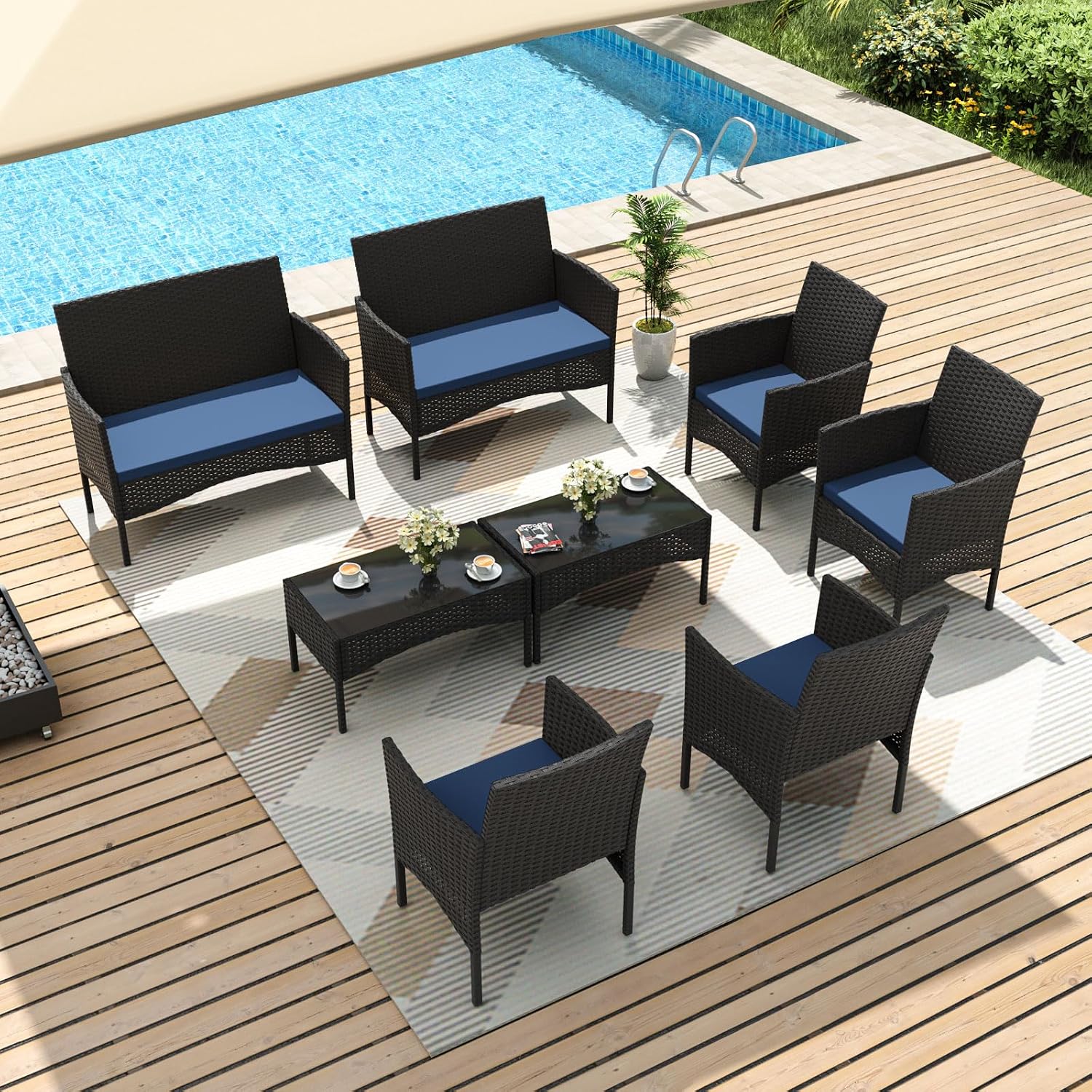 8-częściowy zestaw mebli ogrod – Outdoor Furniture Metal Chairs recenzja i cena