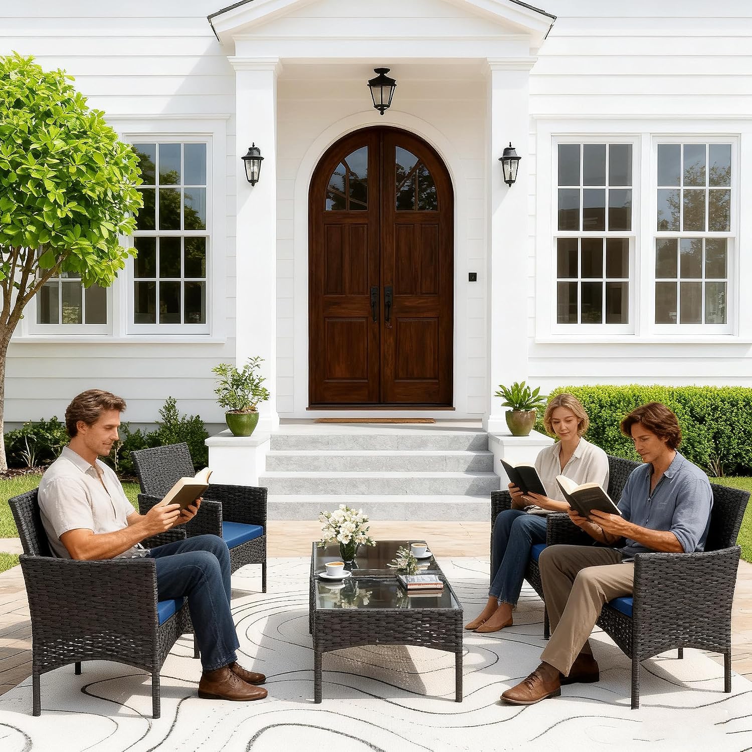 8-częściowy zestaw mebli ogrod – Outdoor Furniture Metal Chairs recenzja i cena