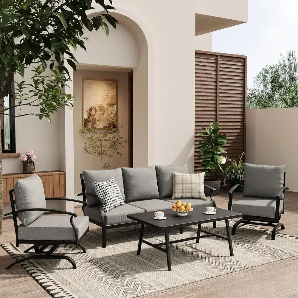 Szary, metalowy zestaw mebli o – Outdoor Furniture Metal Chairs recenzja i cena