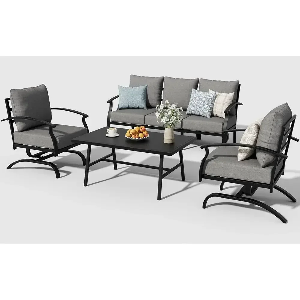 Szary, metalowy zestaw mebli o – Outdoor Furniture Metal Chairs recenzja i cena