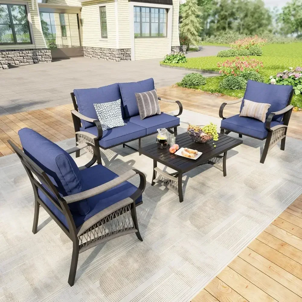 4-częściowy zestaw mebli ogrod – Outdoor Furniture Metal Chairs recenzja i cena